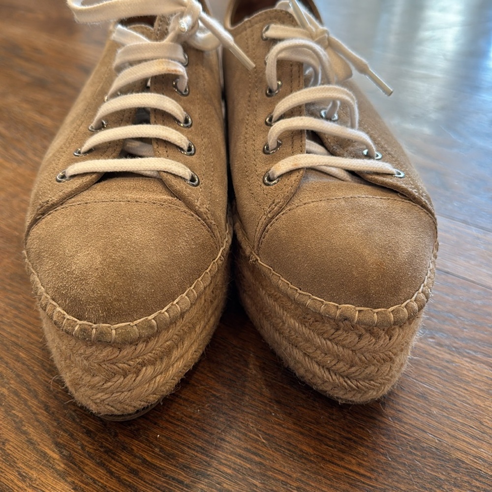 Miu Miu Deserto Suede Espadrille Platform Sneakers - Picture 14 of 16